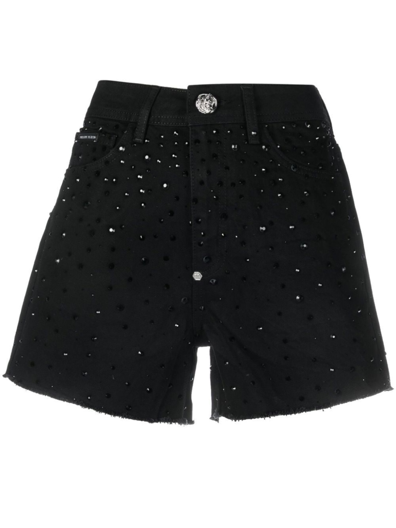 

Philipp Plein crystal embellished denim shorts, черный