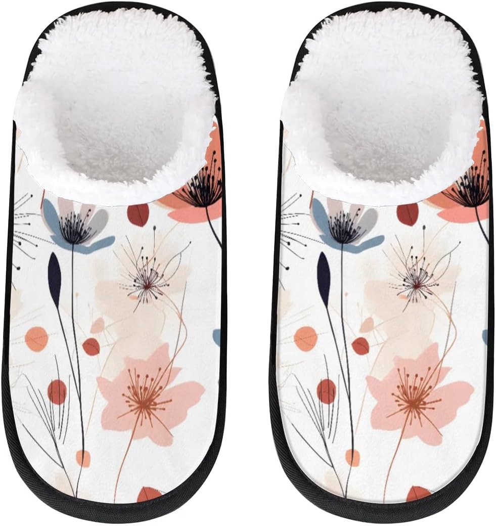 

Тапочки Gublec для женщин и мужчин, уютные с нескользящей подошвой, для дома, теплые плюшевые тапочки для дома, спальни и путешествий, Flower Floral Pattern