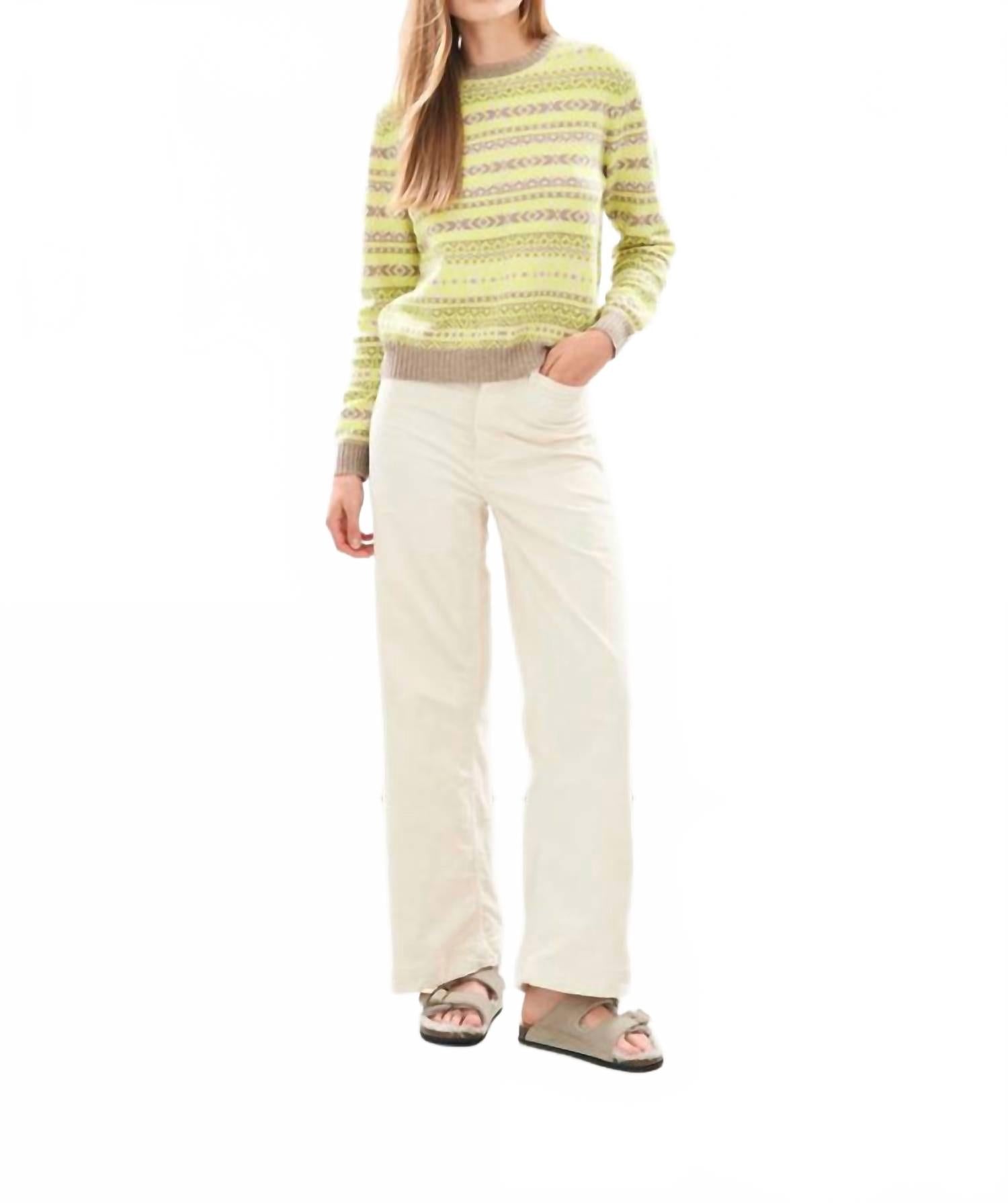 

Тонкий свитер с жаккардовым узором и круглым вырезом в желто-бежевой гамме Jumper1234