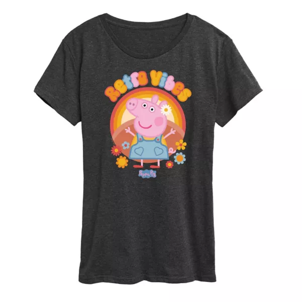 

Женская футболка с принтом Peppa Pig в ретро-стиле Licensed Character, серый