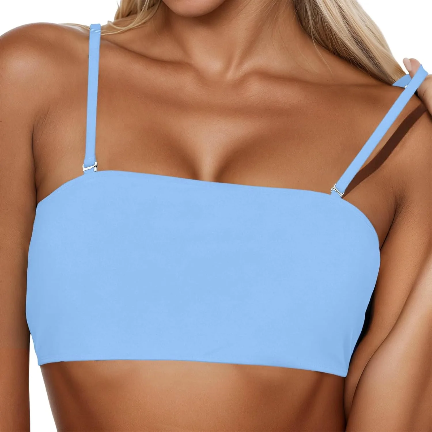 

Женский топ-бандо для купальника без бретелек, однотонный, с регулируемыми лямками