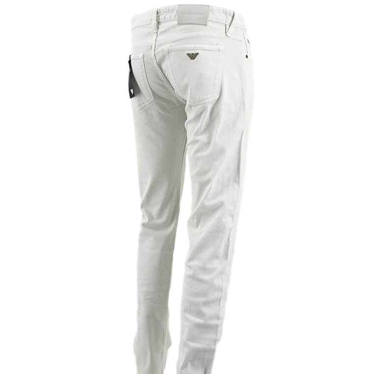 Джинсы J75 Logo Plaque Low Rise Slim EMPORIO ARMANI, белый — фото 4