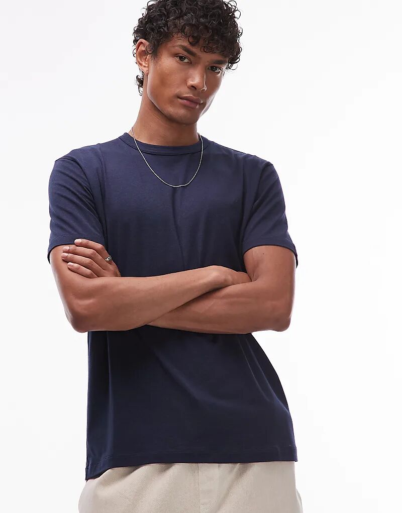 

Легкая футболка Topman прямого кроя темно-синего цвета
