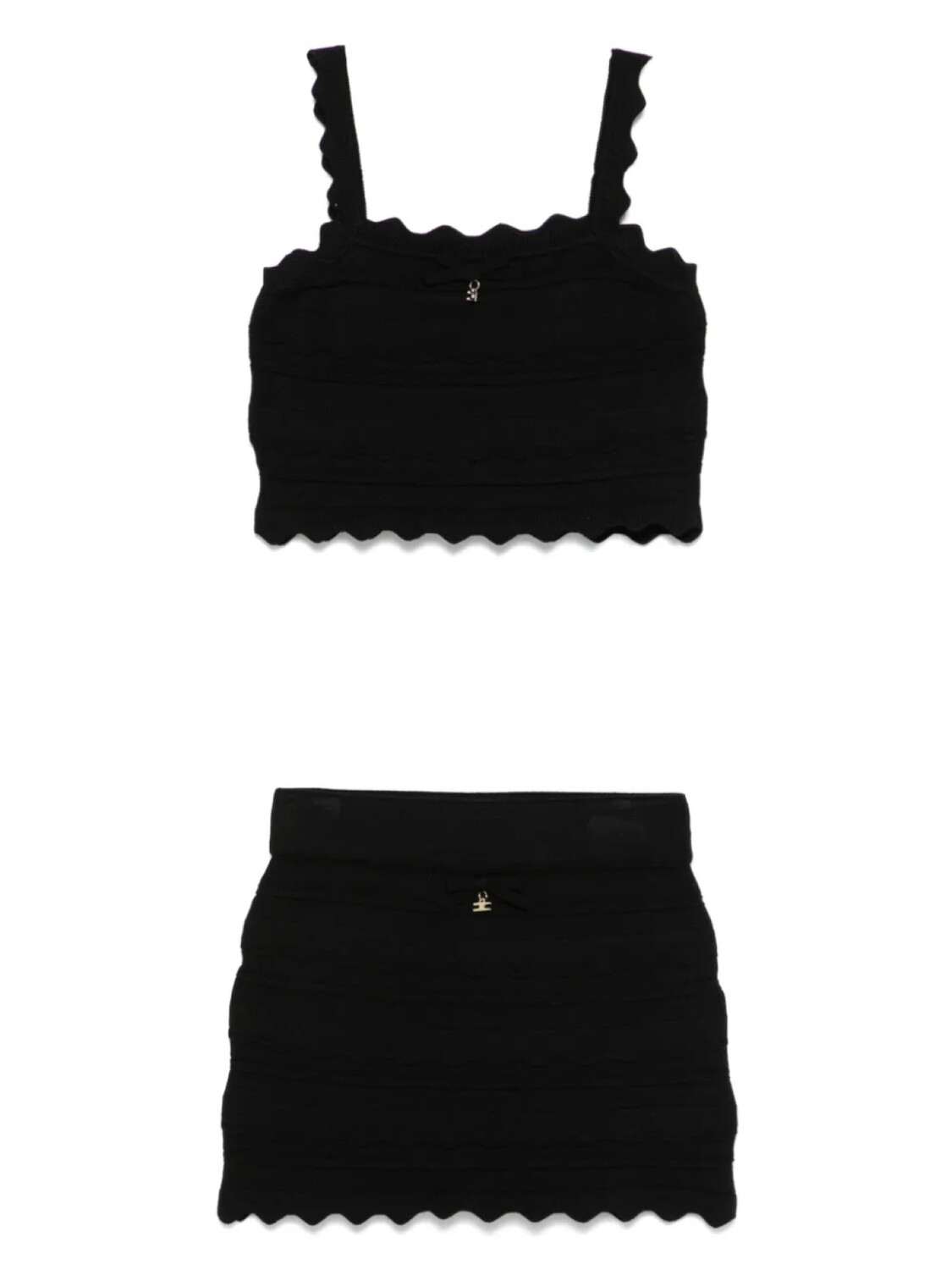 

Elisabetta Franchi La Mia Bambina трикотажный комплект из топа и юбки, черный