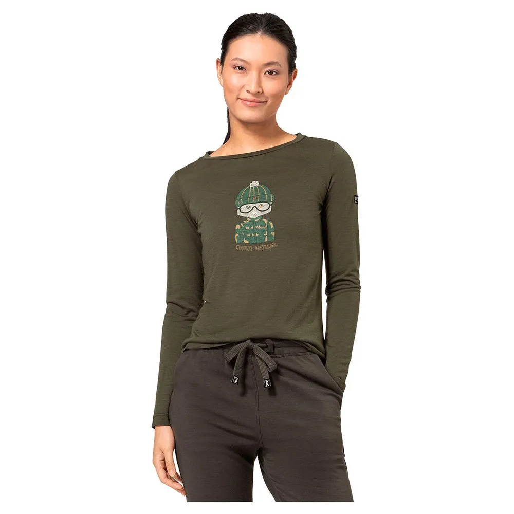 

Футболка Super.natural Snow Cat long sleeve, зеленый