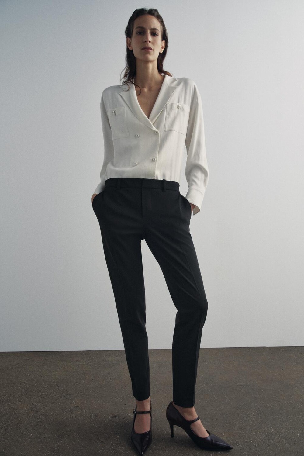 

Контрастный комбинезон ZARA, черный/белый