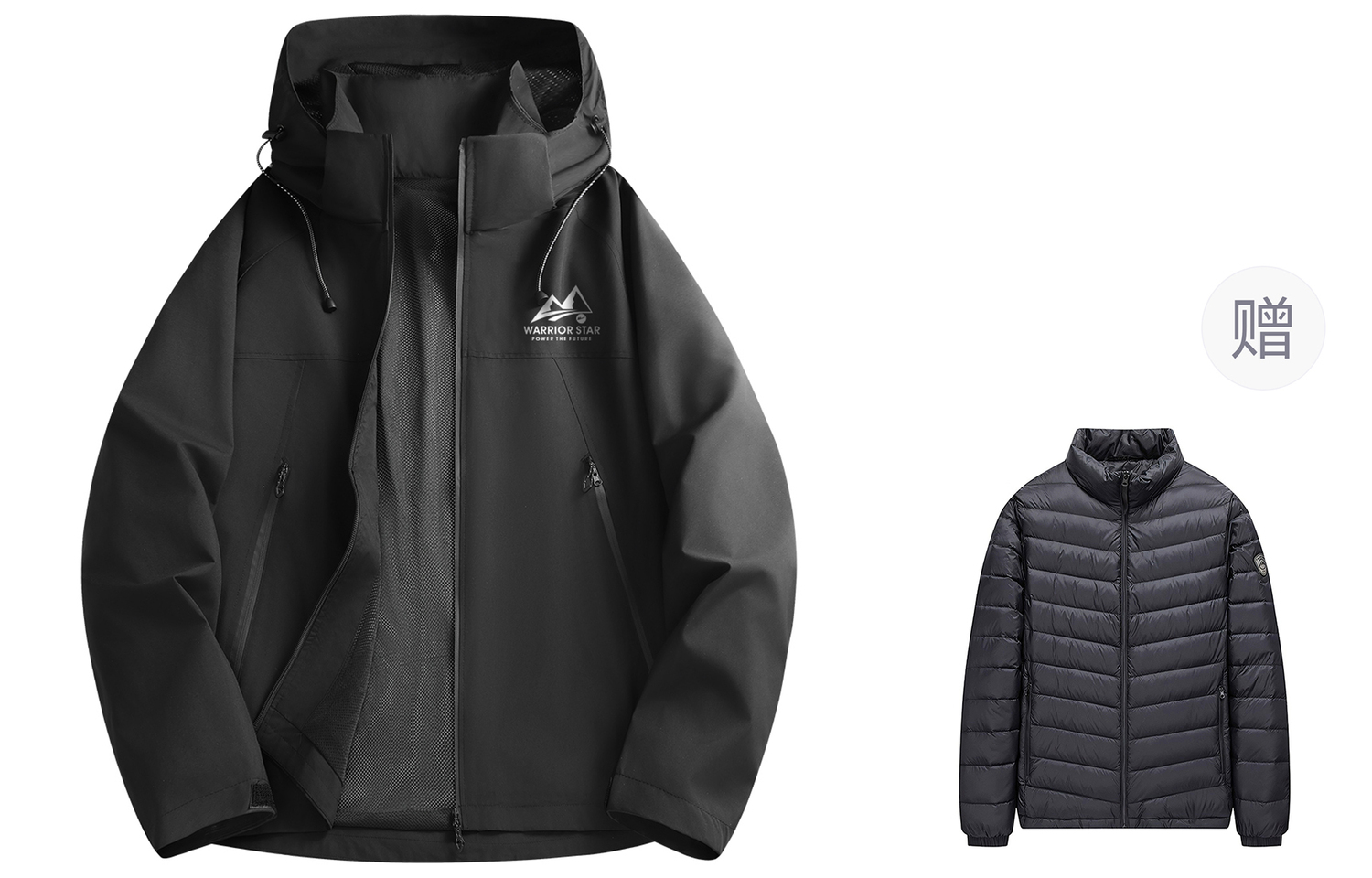 

WARRIOR Городская ветровка непромокаемая, Black (3-in-1 Down Liners)