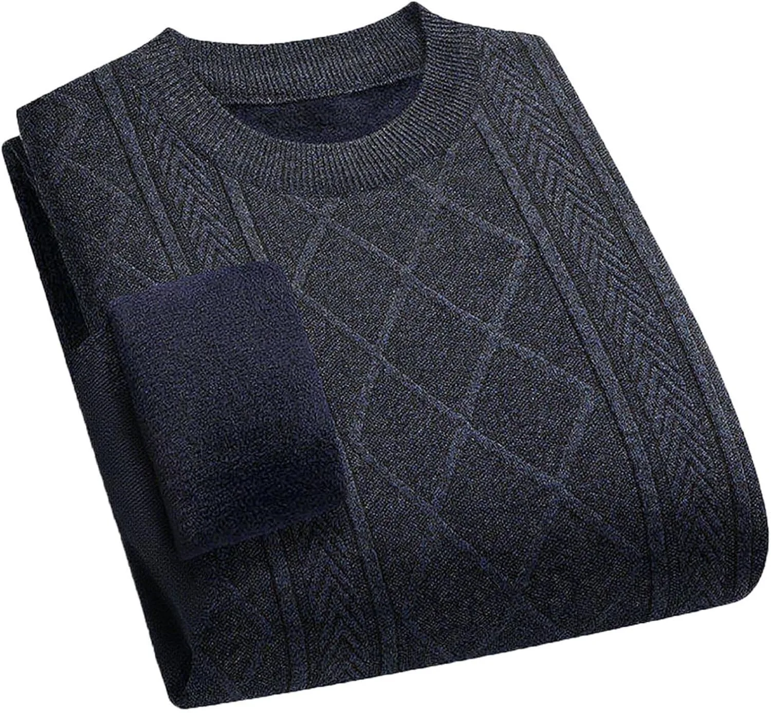 

Мужской теплый свитер с подкладкой из шерпы, кабельной вязкой, для осени и зимы QUNPIU