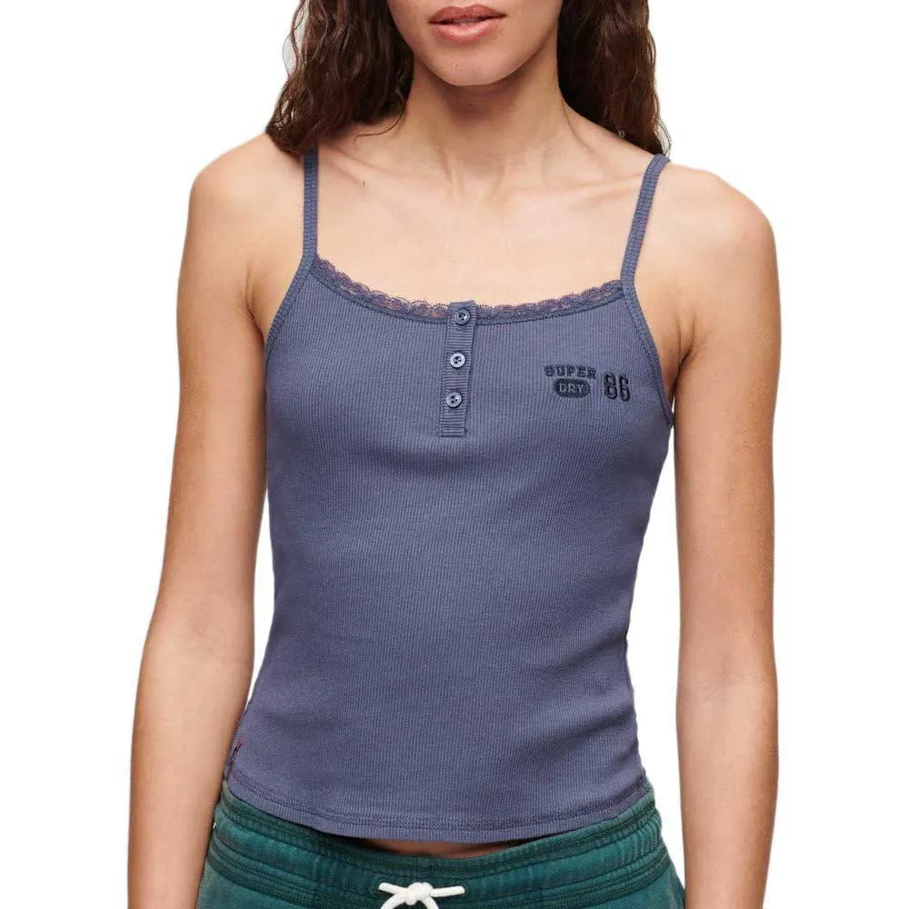 

Футболка без рукавов Superdry Athletic Graphic Button Cami, синий