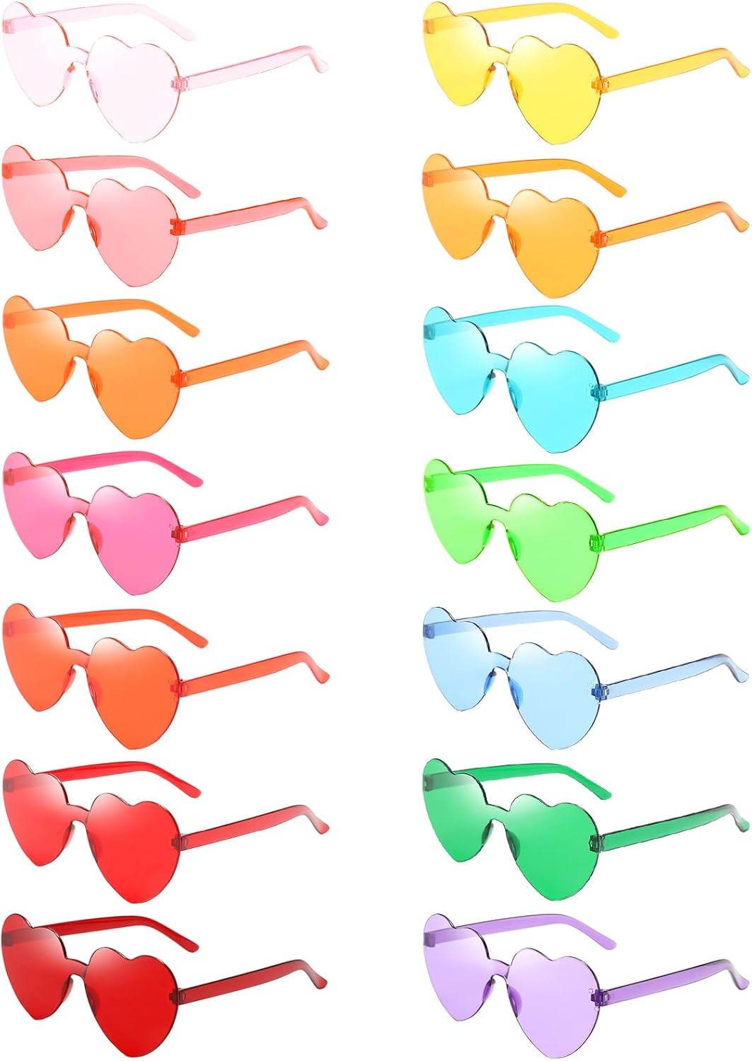 

14/42 солнцезащитных очков в форме сердца для женщин, забавные, милые, без оправы, прозрачные, конфетных цветов, в форме сердца, отличные подарки для вечеринки Geopty, Assorted Color