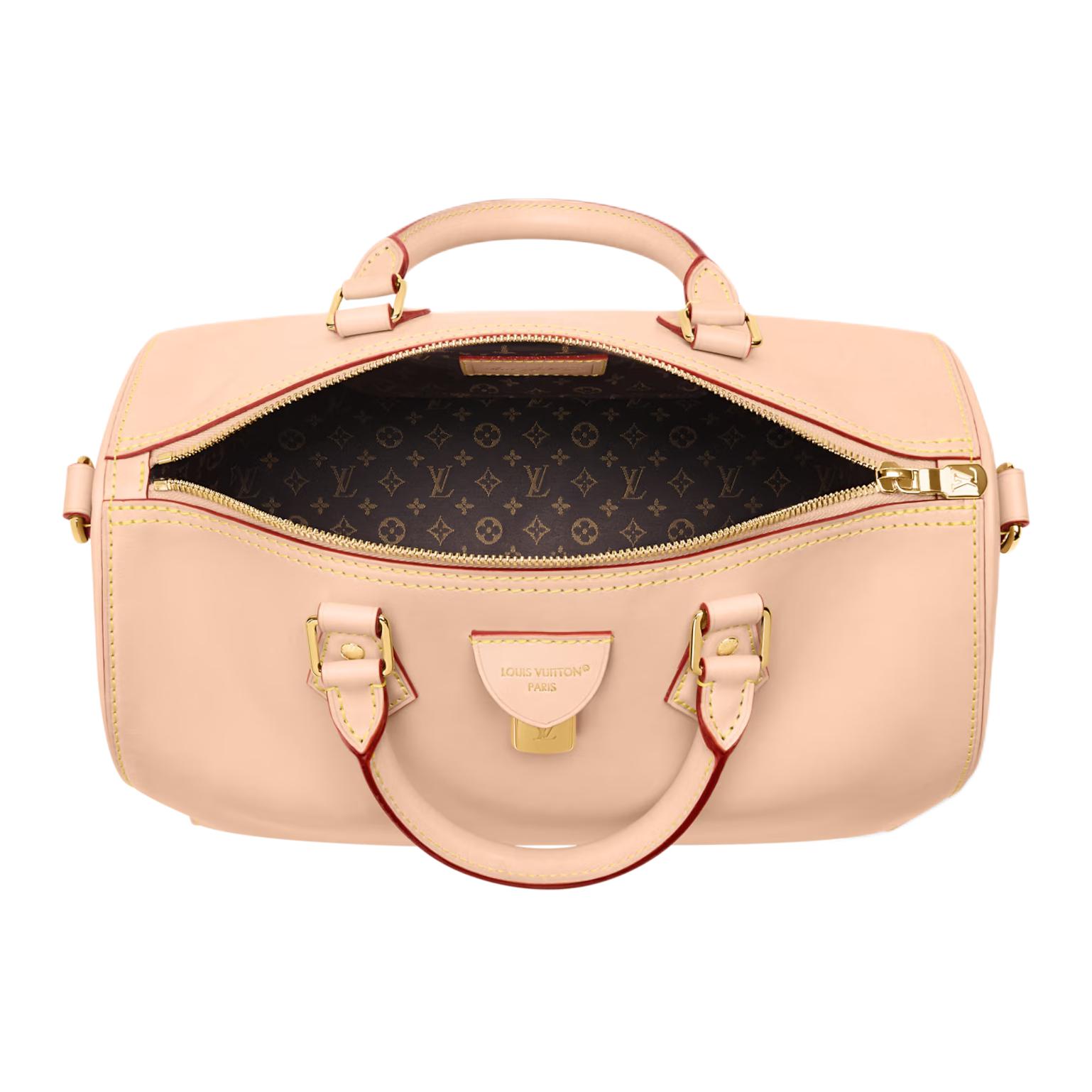 LOUIS VUITTON Сумка через плечо Speedy Soft из коровьей кожи, кроссбоди, женская, бежевая — фото 4
