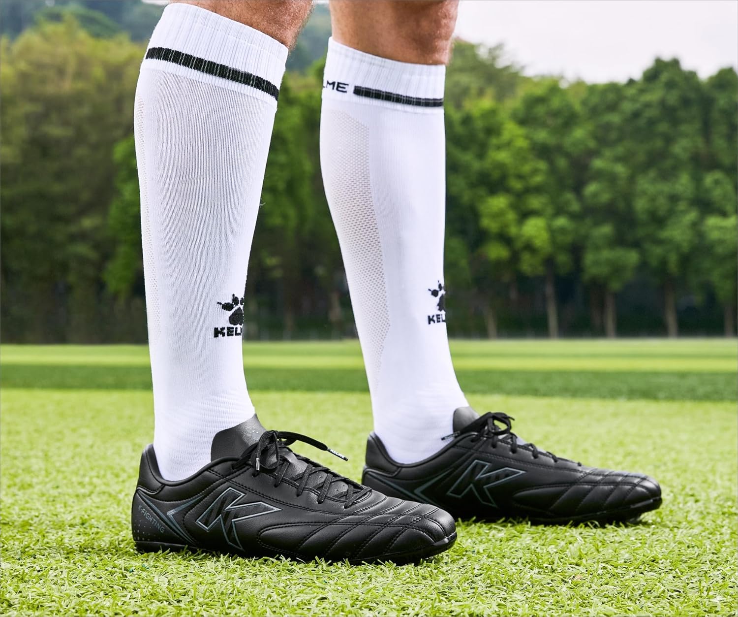 Футбольные бутсы KELME K-Fighting из микрофибры и кожи, для твердого/искусственного покрытия, уличные, для мужчин и женщин, черный — фото 2