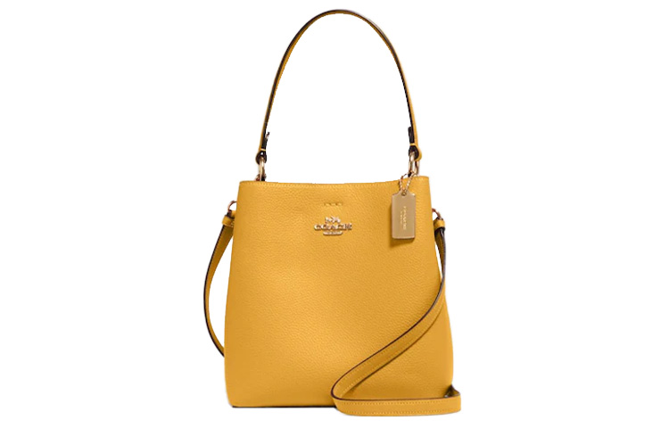 

COACH Городская сумка-ведро из галечной кожи, портативная сумка через плечо, маленькая женская сумка на плечо yellow