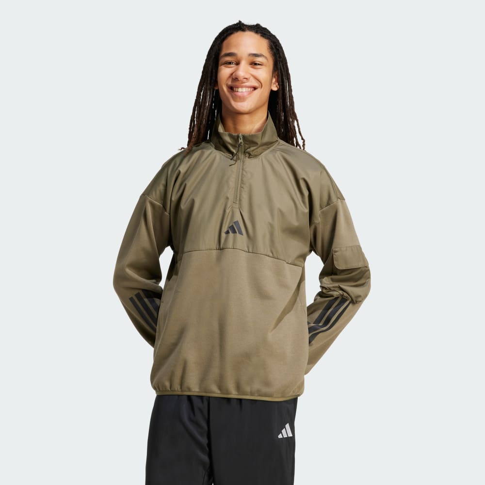 

Толстовка Adidas City Tech Utility Half-Zip Sweatshirt, цвет Olive Strata