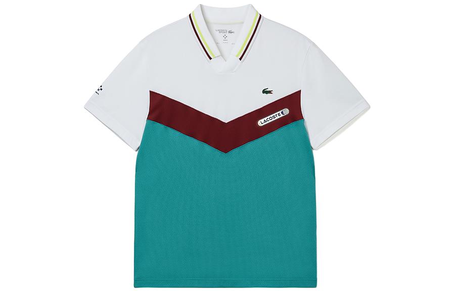 Футболка поло с шевронным узором LACOSTE, белый красный зеленый — фото 2