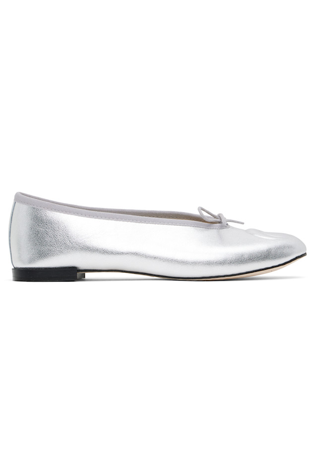 Балетки Repetto edition lilouh из мягкой кожи наппа Marine Serre, серебряный