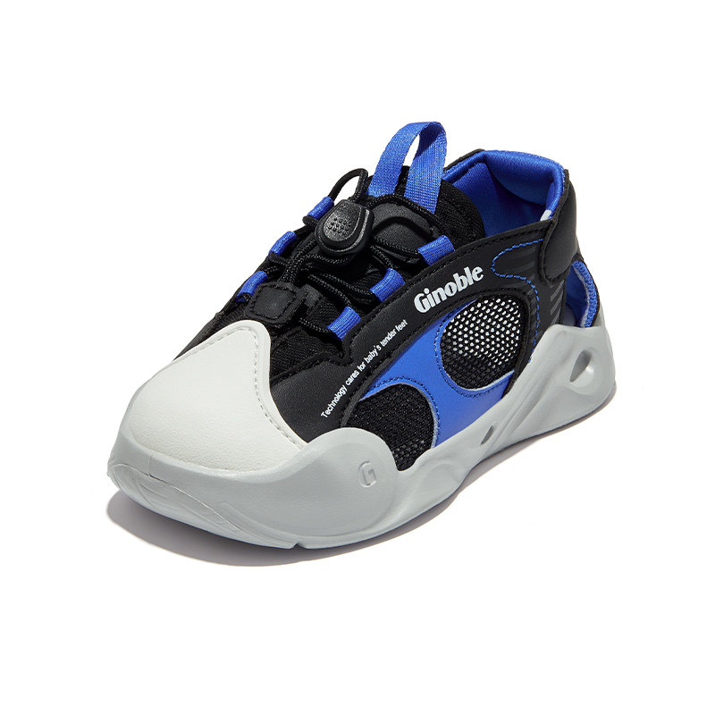 

Скользостойкая амортизация с эффектом отскока детские повседневные кроссовки для детей от 3 до 7 лет GINOBLE, черный/синий/белый