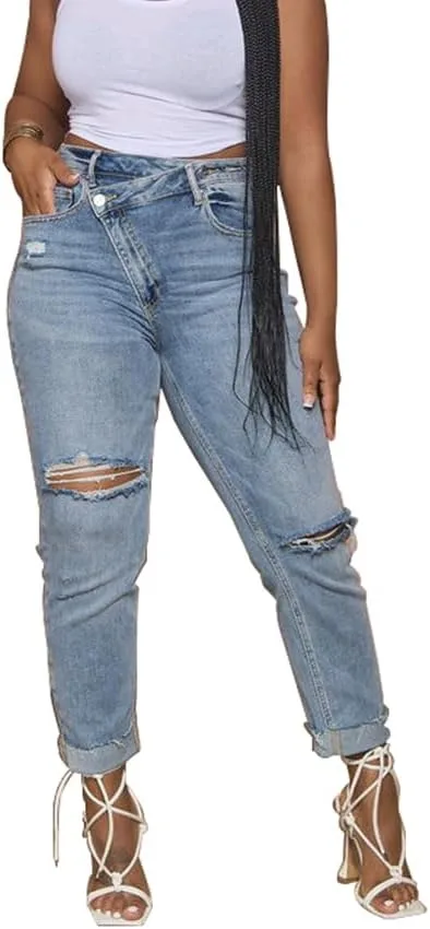 

Женские джинсы Boyfriend Ripped Skinny Distressed Stretchy HTD