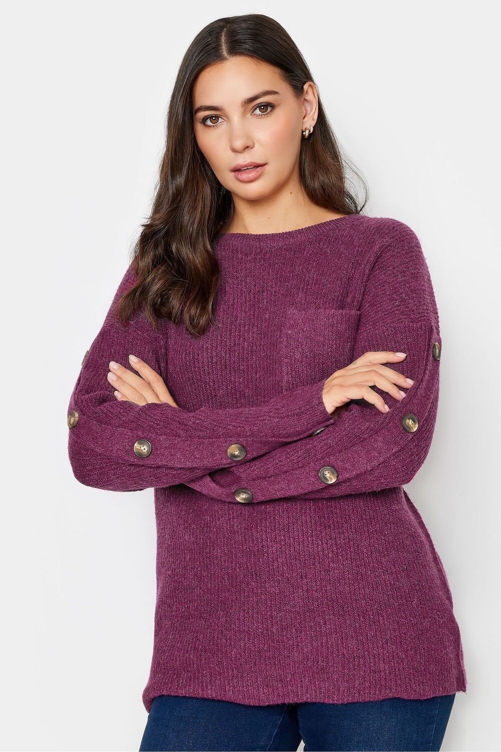 

Свитер с пуговицами на рукавах Long Tall Sally, фиолетовый
