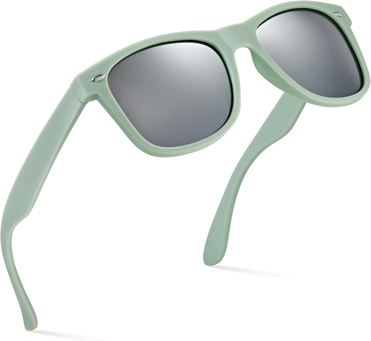 

Поляризованные солнцезащитные очки Retro Rewind для мужчин и женщин - классические солнцезащитные очки с защитой от УФ-излучения, Matte Olive Gray | Silver Mirror