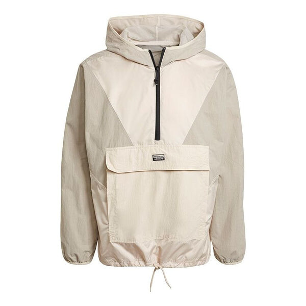 

Куртка adidas originals V-Line Woven Wb Casual Sports Hooded Half Zip Jacket For Men Khaki, хаки