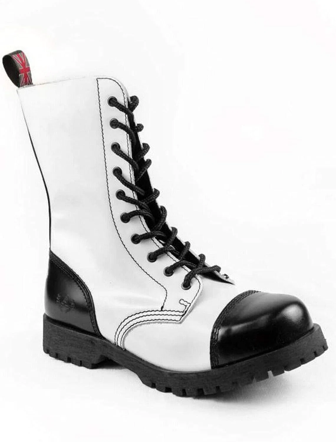Ботинки Alpha Rangers 10-Hole Ranger Festival Army Gothic Leather Combat Boots Original Alpha Rangers, Black White 5013 — фото 3