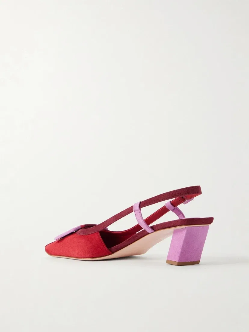 Belle Vivier 45 лакированные туфли-слингбэки колор-блок Roger Vivier, красный — фото 3