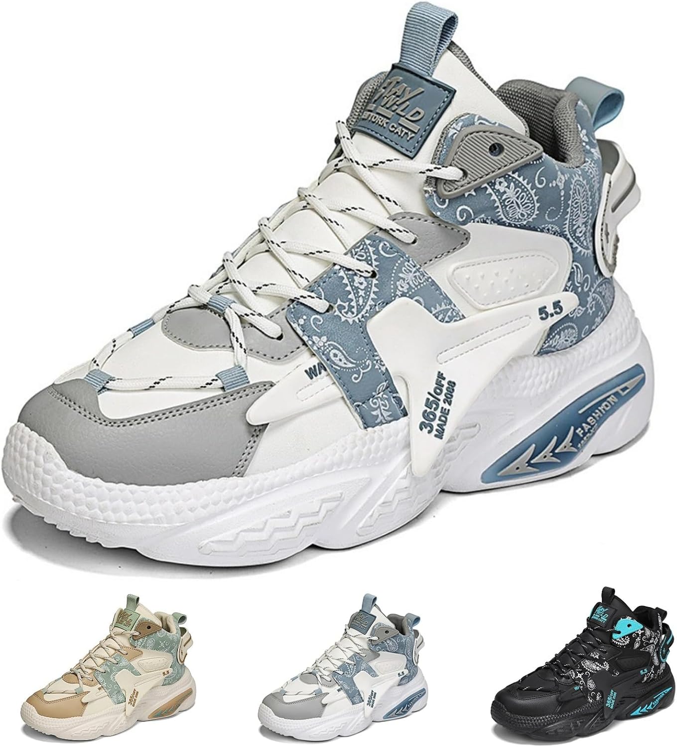 

Кроссовки MACEFIL для мужчин с массивной подошвой, легкие, дышащие, средней высоты, модные, повседневные, спортивные, для баскетбола и бега, белый/серый