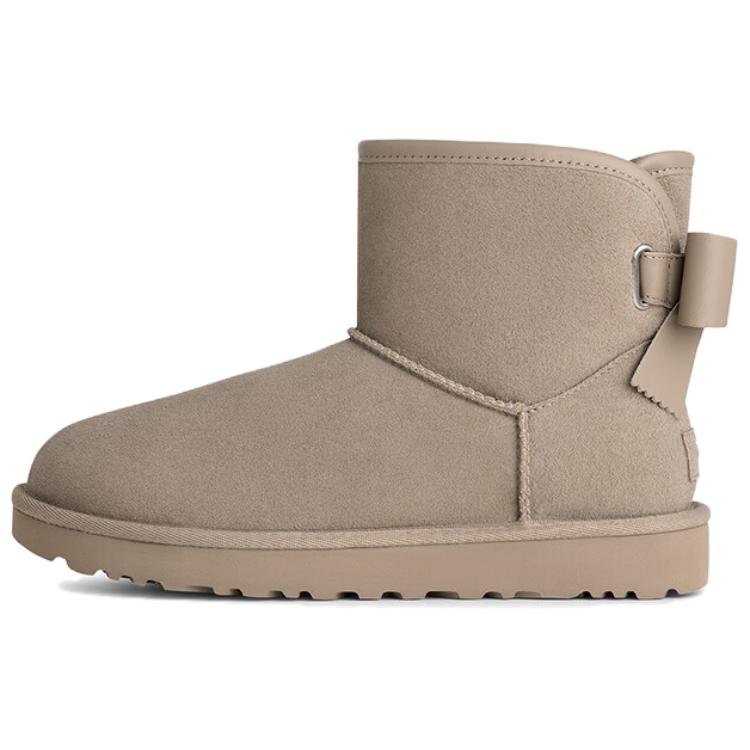 Ботинки зимние UGG Bailey Leather Bow Pebble, серый
