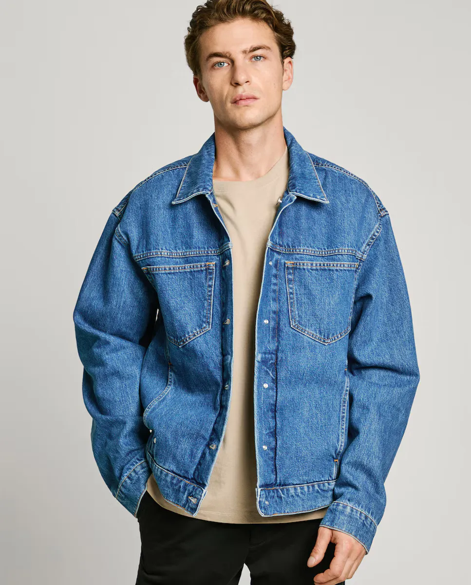 

Мужская двухсторонняя джинсовая куртка свободного кроя Pepe Jeans, синий