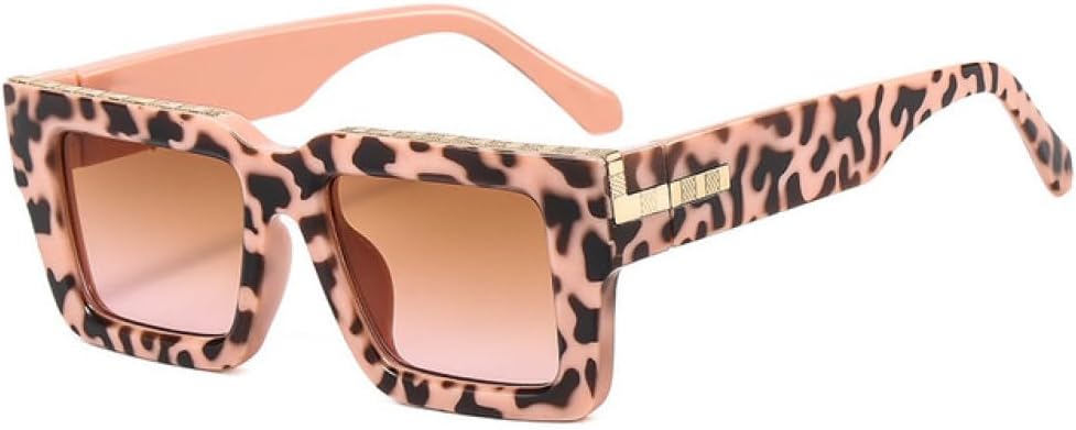 

Модные квадратные солнцезащитные очки для женщин и мужчин в стиле панк, женские солнцезащитные очки в стиле стимпанк с защитой от УФ-излучения UV400 MTZJH, Pink Leoaprd