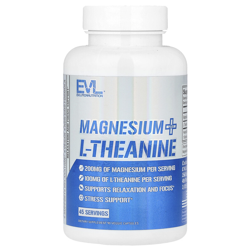 

EVLution Nutrition, Магний плюс L-теанин, 90 растительных капсул