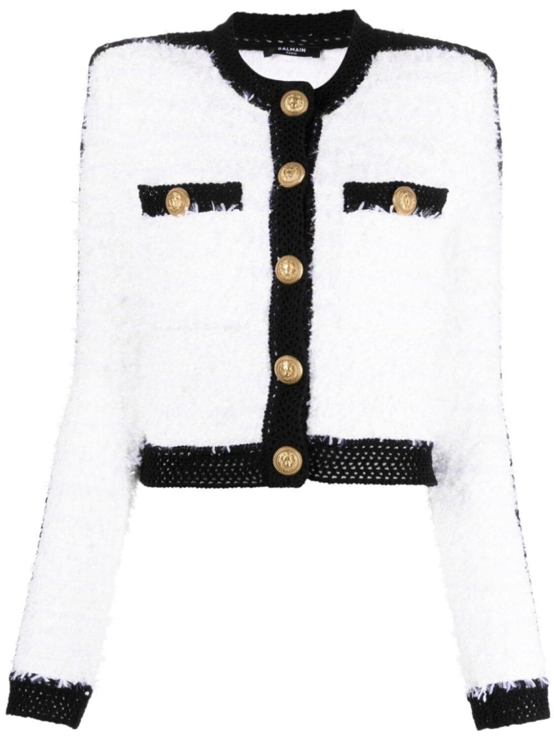 

Укороченный твидовый жакет Spencer Balmain, белый