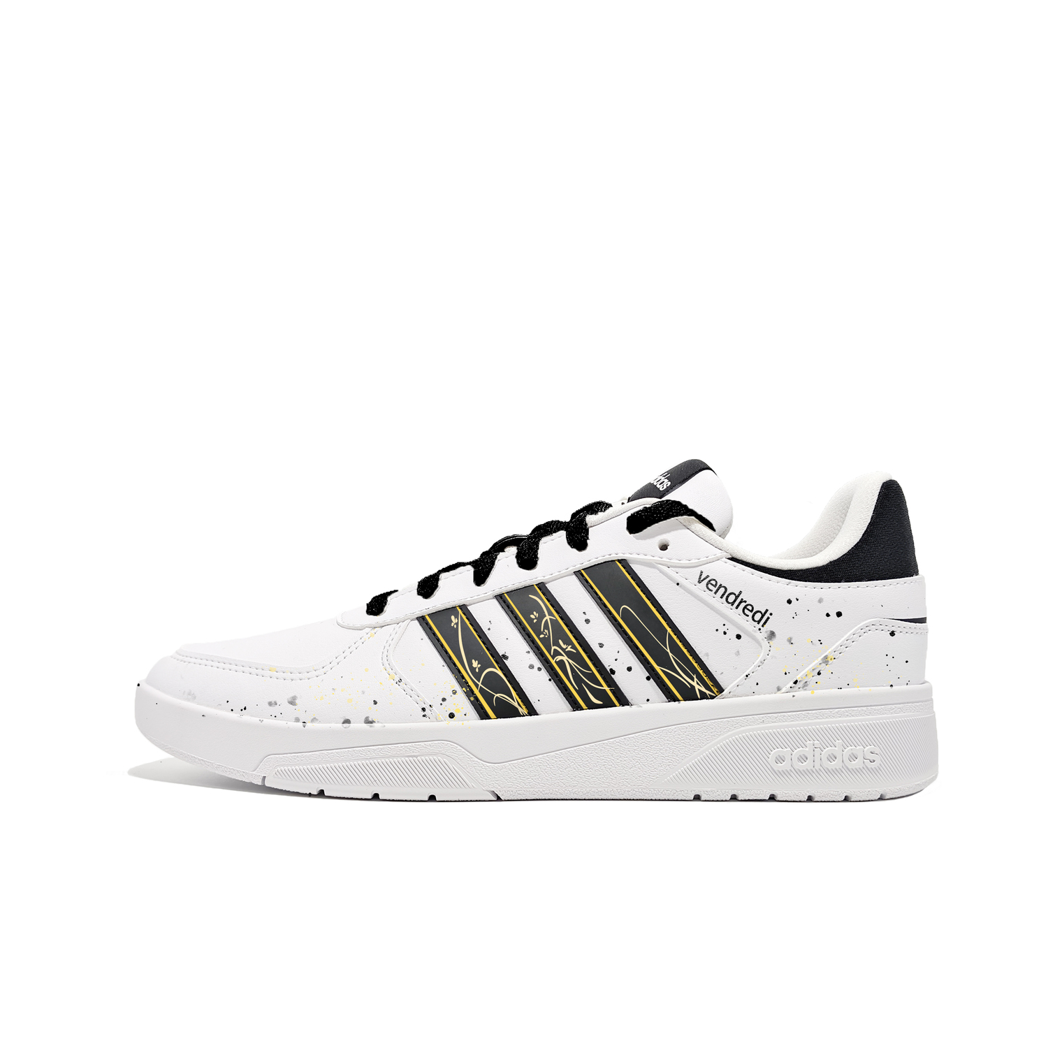 

Courtbeat gilded glitter, классические и универсальные, модные, ручной работы, китайский стиль, амортизирующие низкие Adidas Neo, черный золотой