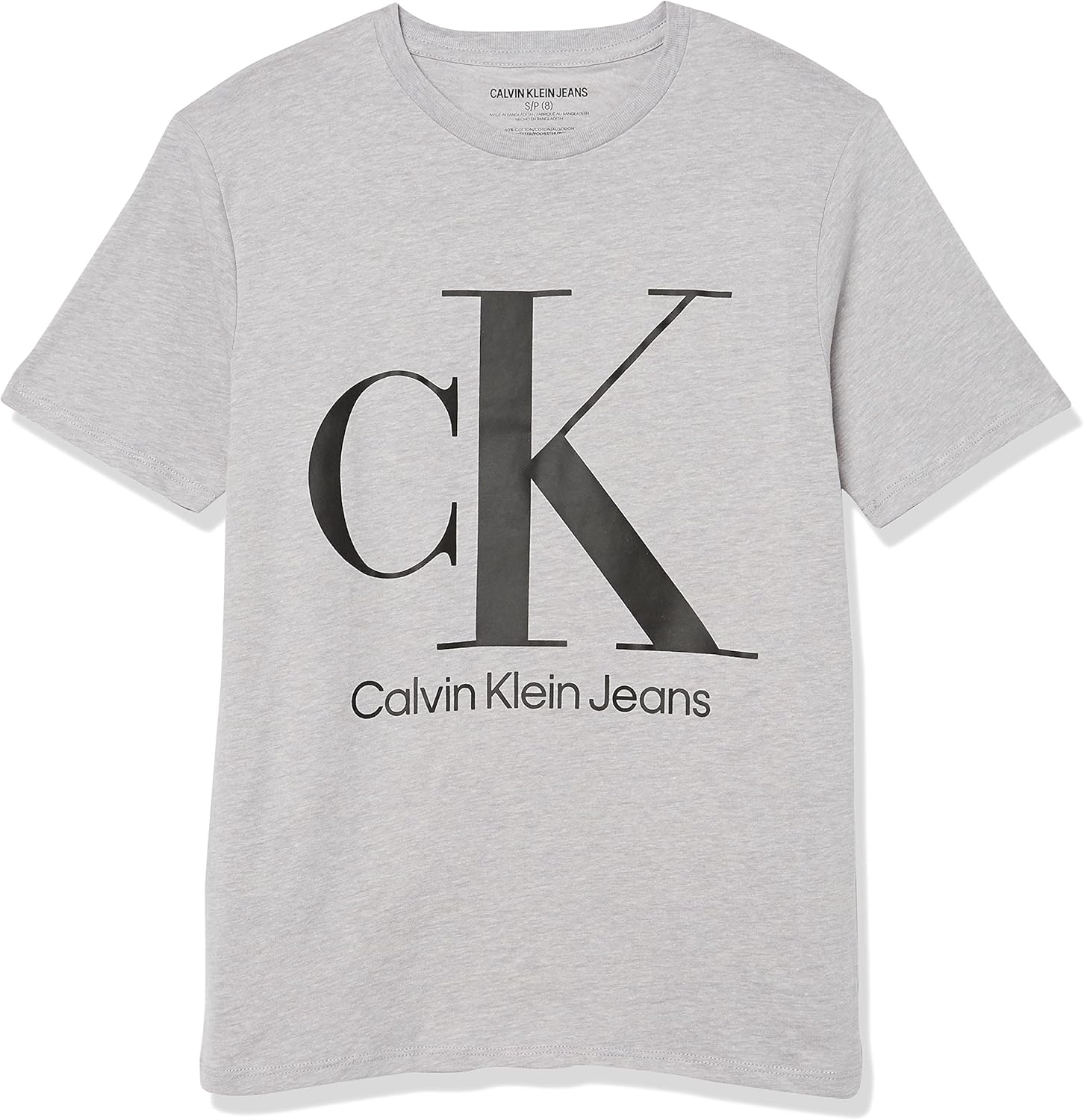 

Футболка Calvin Klein Boys с коротким рукавом и круглым вырезом, мягкая, удобная, свободного кроя., Big Logo Light Grey Heather, Серый, Футболка Calvin Klein Boys с коротким рукавом и круглым вырезом, мягкая, удобная, свободного кроя., Big Logo Light Grey