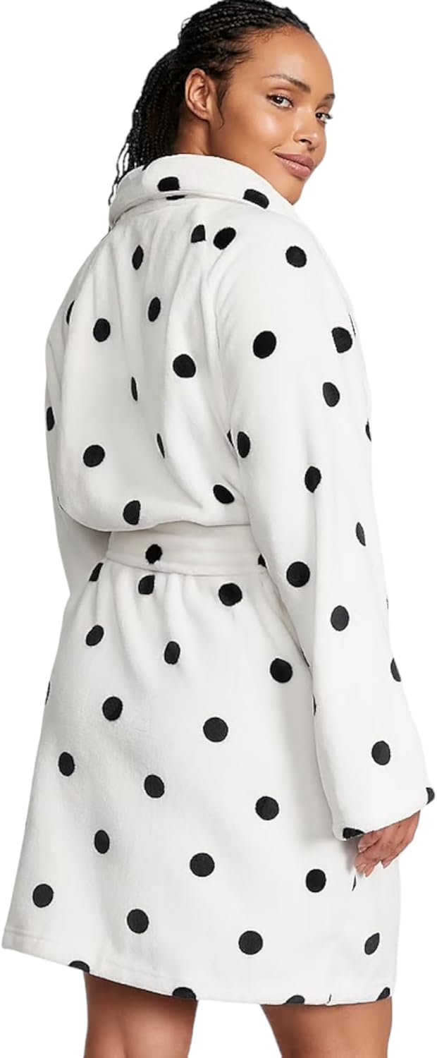 Короткий уютный халат Victoria's Secret, халаты для женщин (XS-XXL), Black & White Sweet Dot — фото 2