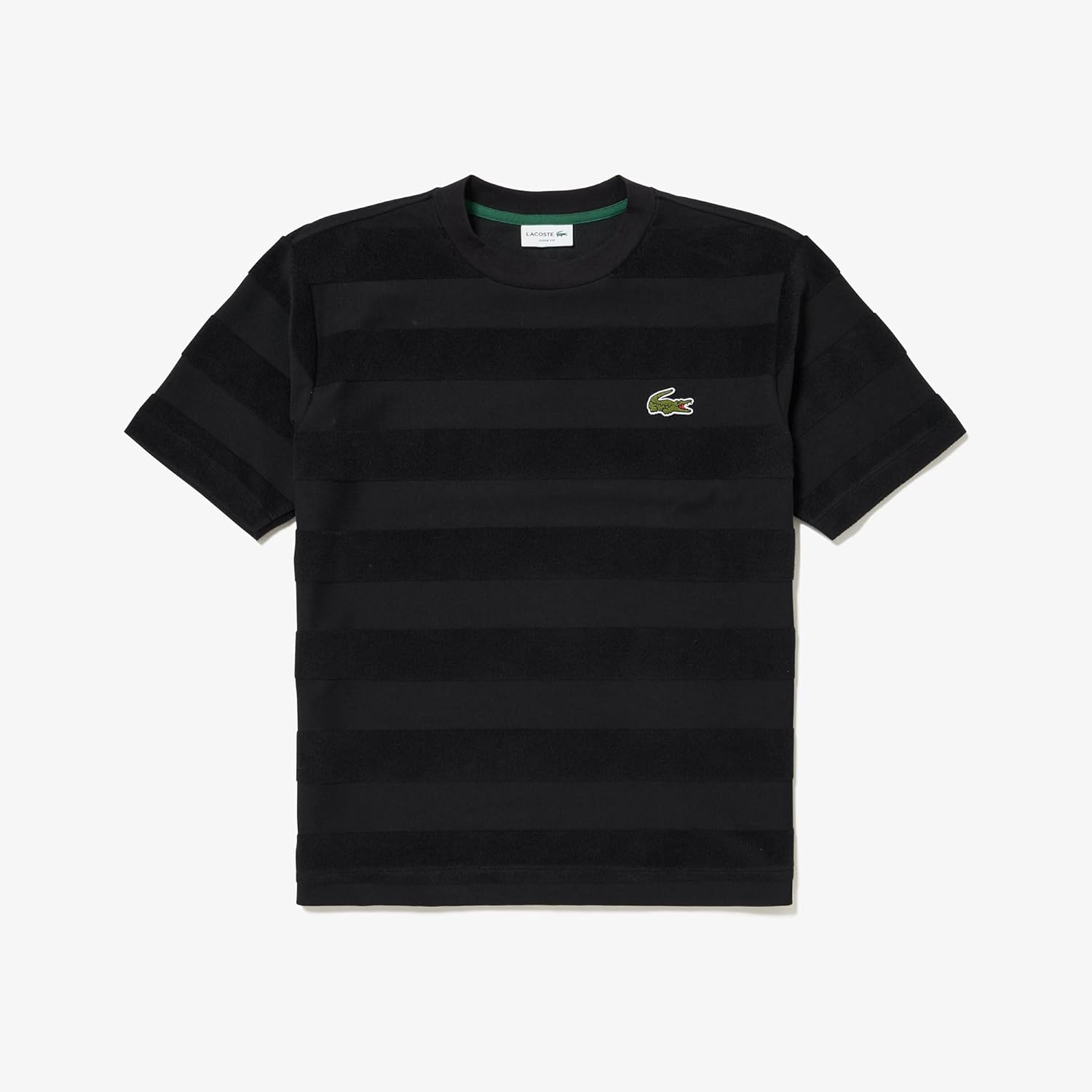 Футболка мужская Lacoste, с рисунком плитка и полоски, черный — фото 4