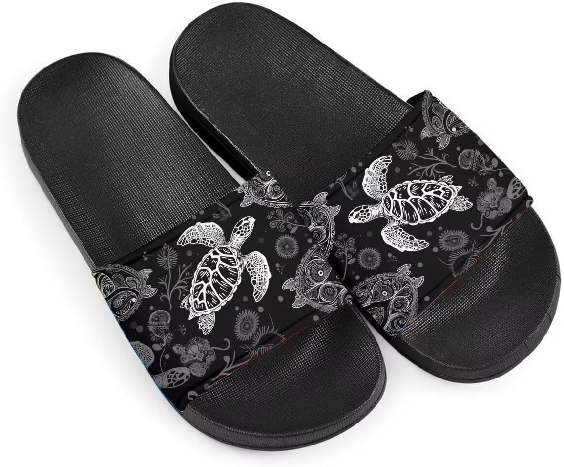 

Женские модные сандалии с уникальным дизайном, с узором черепахи, на плоской подошве, с противоскользящей подошвой из ЭВА, легкие повседневные домашние и тапочки Getelinseng, Turtles Flower