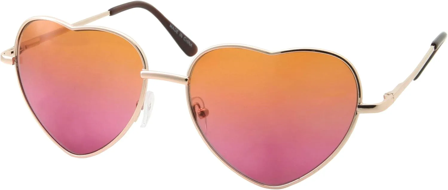 

Солнцезащитные очки grinderPUNCH Heart, 2 цвета, тонкая металлическая оправа, очаровательный дизайн в форме сердца для женщин, Gold Frame | Orange/Purple Lens