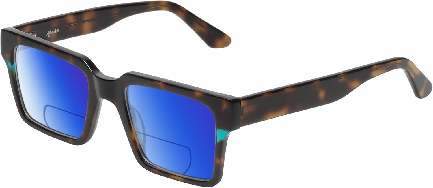 

Солнцезащитные очки Leatherback с поляризованными линзами и бифокальной линзой для чтения, мужские и женские, с защитой от УФ-излучения, для вождения, тонированные Reptile, Tortoise Blue Crystal/Polarized Blue Mirror