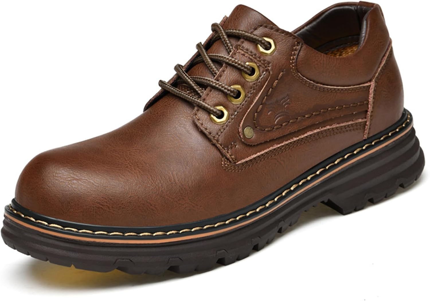 

Мужские кожаные туфли-оксфорды с закругленным носком в ретро стиле, модные, удобные, на шнуровке, с рифленой подошвой, противоскользящие, для деловых встреч, свадеб и официальных мероприятий Nxnbhsl, коричневый