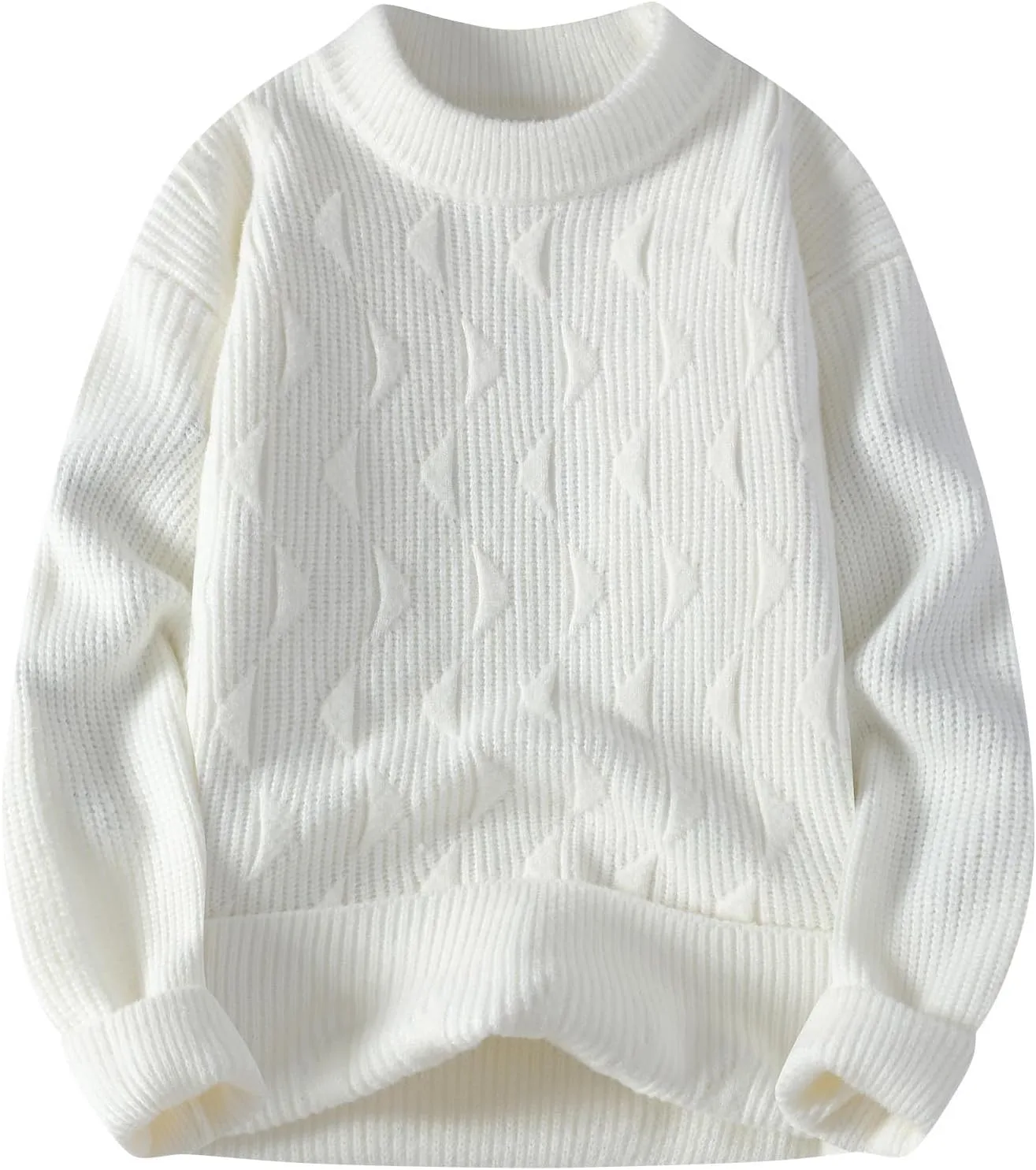 

Мужской вязаный пуловер с круглым вырезом и длинными рукавами