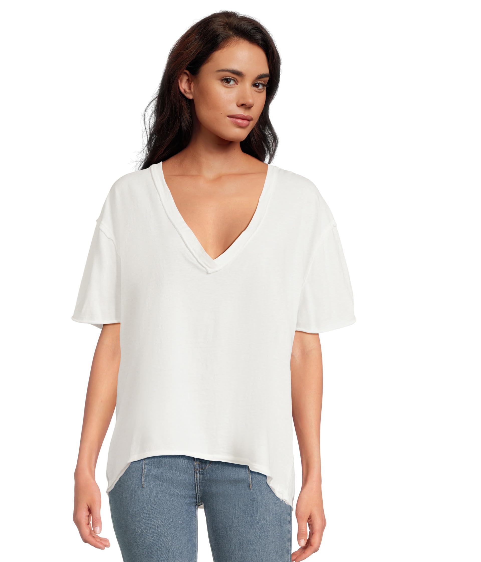 

Футболка Free People Nina Tee V, слоновая кость