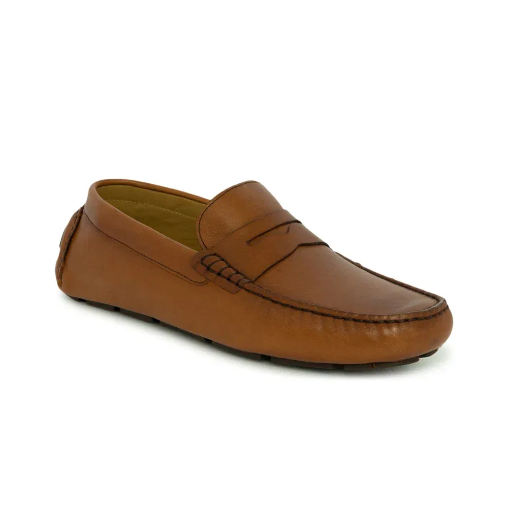 Мужские лоферы Vince Camuto Esmail Penny Loafer, темно-коричневые кожаные, без шнурков, ZAP1953 — фото 2