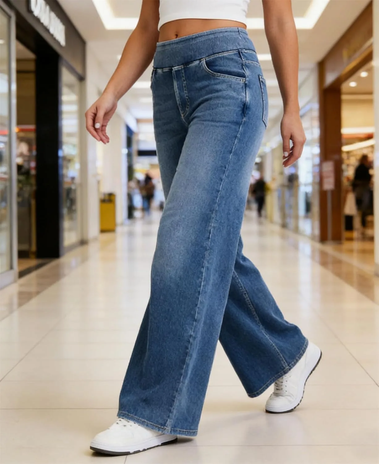 Брюки-джоггеры женские baggy sweatpant jeans wide leg с высокой талией — фото 2