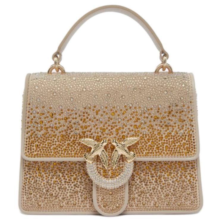 

PINKO Сумка через плечо из коровьей кожи миниатюрная женская золотая