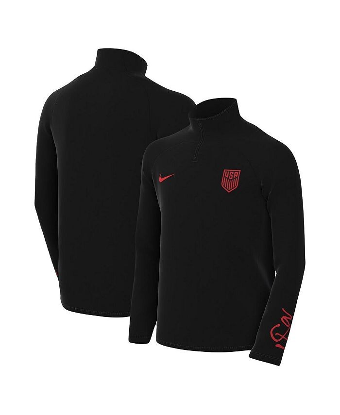 

Черный топ с молнией четверти реглан Big Boys USMNT Academy Pro Drill Performance Nike, черный