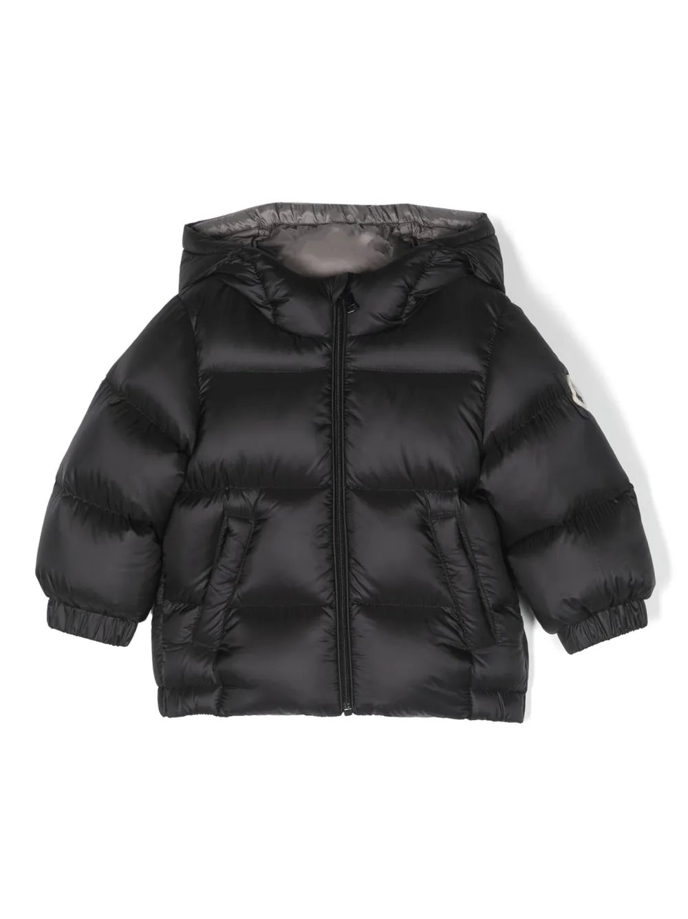 

Пуховик с логотипом Moncler Enfant, черный