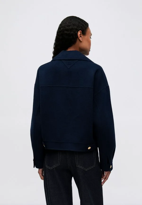 Двубортное летнее пальто-бушлат из шерстяной смеси Tommy Hilfiger, Dark Night Navy — фото 3