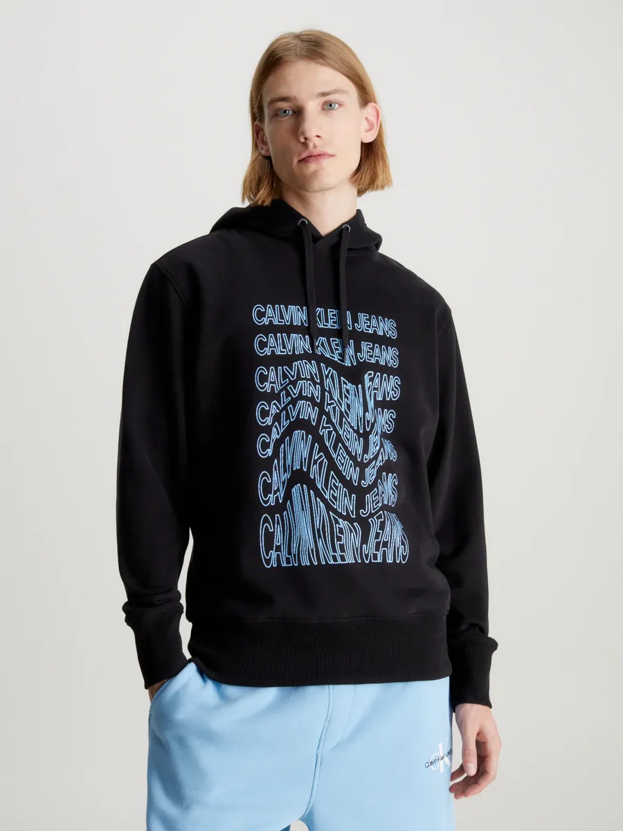 

Толстовка с капюшоном Calvin Klein Jeans "INSTITUTIONAL WARP HOODIE", с принтом логотипа, цвет Ck Black